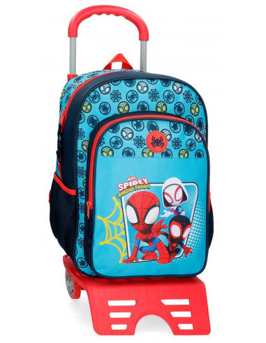 MOCHILA ADAP. 40CM. C/CARRO SPIDEY TEAM UP